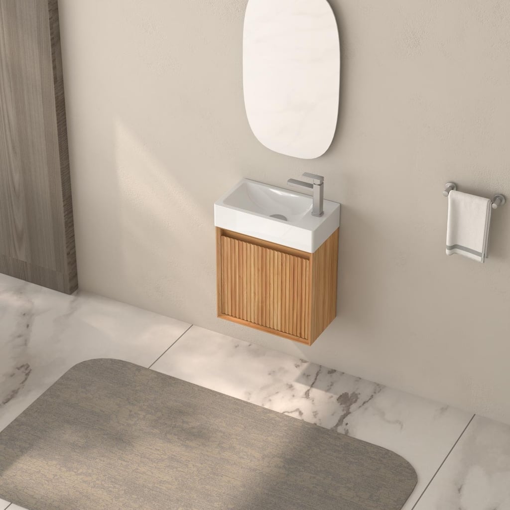 GDF Studio - Zee Modern 16" Small Wall-Mounted Bathroom Vanity with SMC Resin Basin and Soft-Close Door