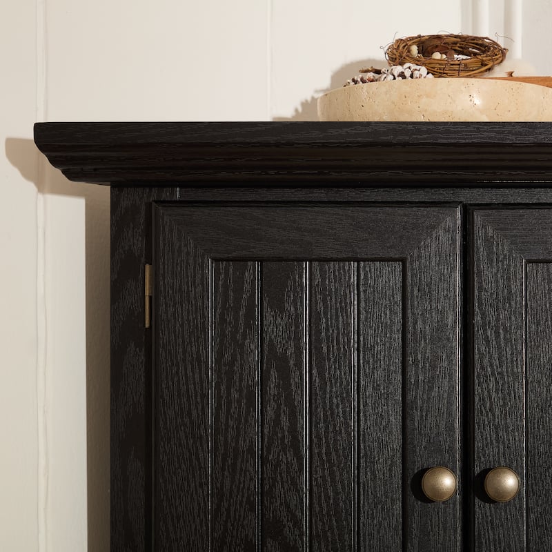 GDF Studio - Farmhouse Corner Cabinet Tall 4-Tier Storage Pantry with 8 Doors.