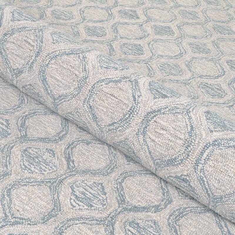 Handmade Terasia Geometric Sea Wool Area Rug
