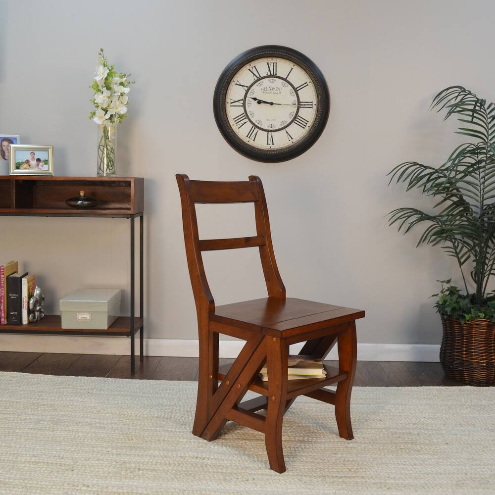 Copper Grove Stevensville Folding Wood Library Ladder Chair