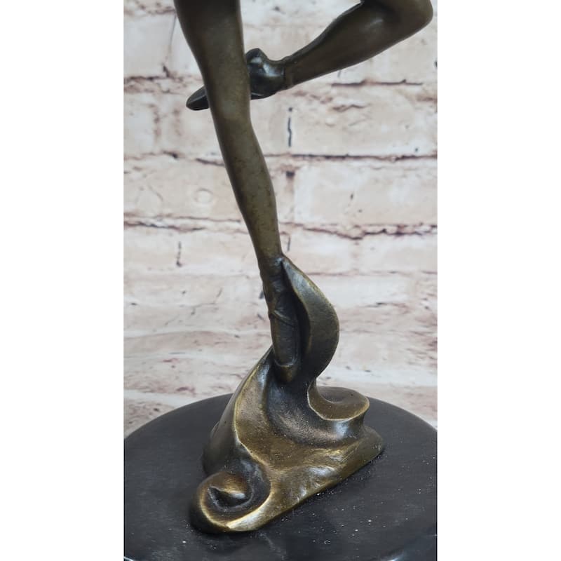 Ballerina Ballet Dancer Girl Bronze Sculpture Figurative Art Signed Original On Marble Base