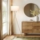 preview thumbnail 9 of 10, Brightech Jaxon 60 in. Antique Brass Mid-Century Modern LED Super Bright Floor Lamp with White Fabric Drum Shade