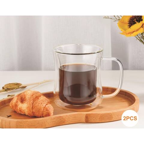STP Goods Insulated Double Wall Tea Coffee Mug Cup Glass Set of 2