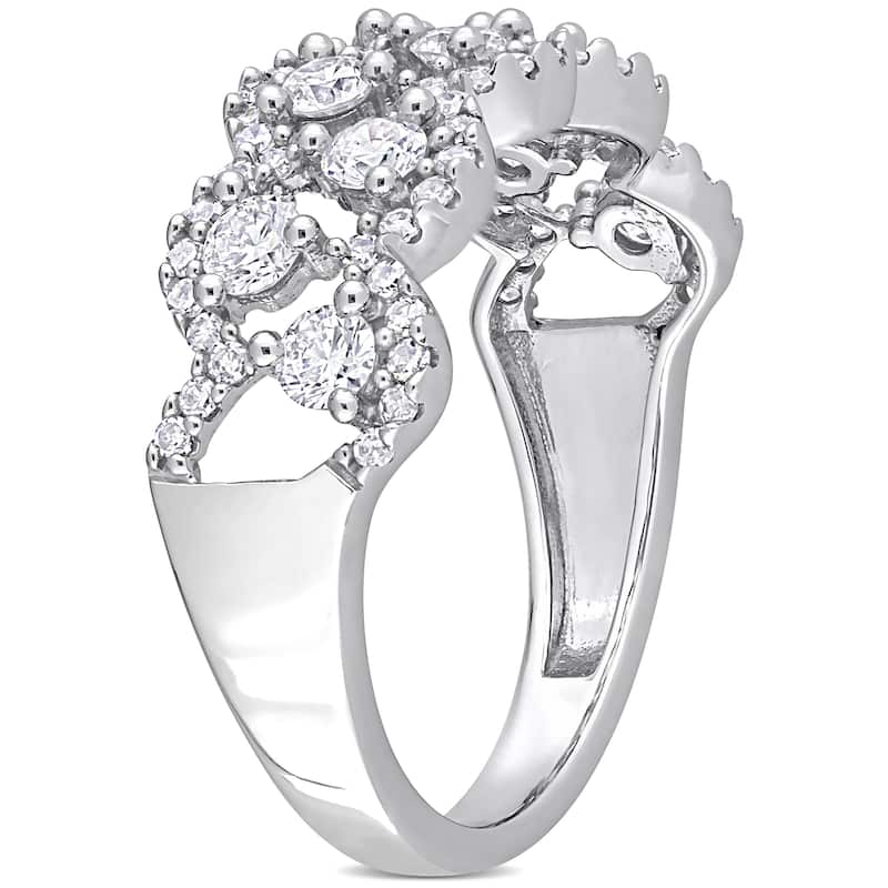 Miadora 1ct TDW Diamond Criss-Cross Anniversary Ring in 14k White Gold