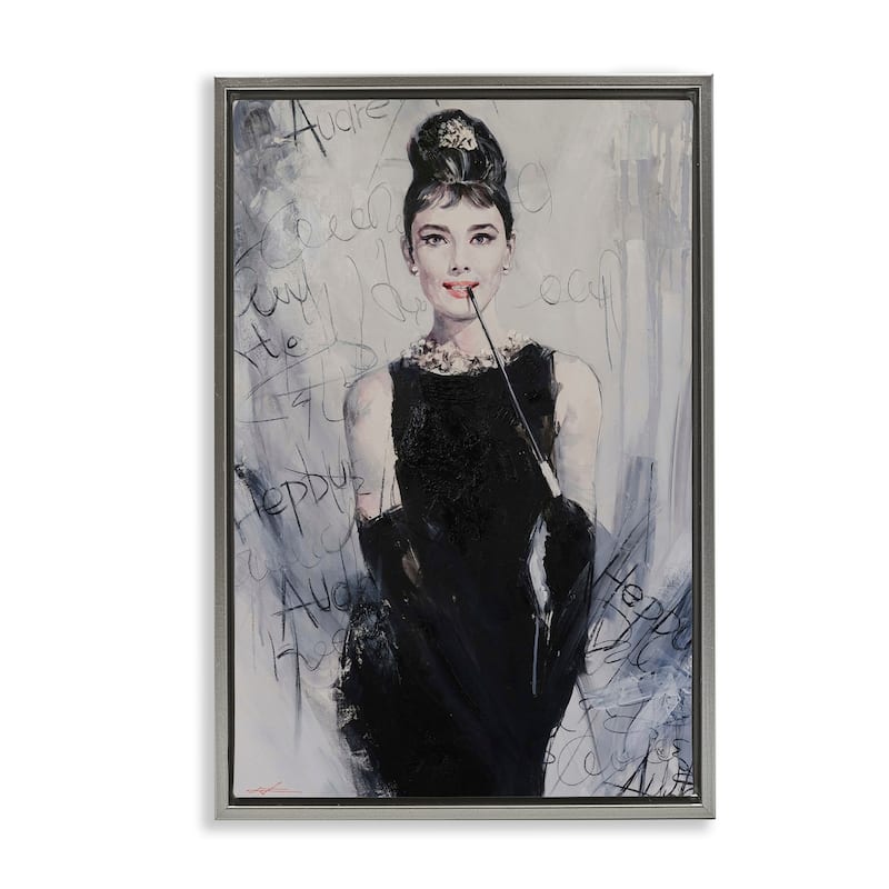 Stupell Classic Audrey Modern Details Framed Floater Canvas Wall Art Design By Lucille Lee - 21 x 31 - Grey
