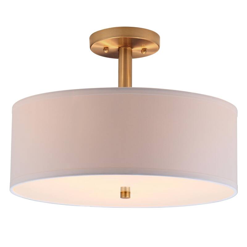 SAFAVIEH Lighting Clara 3-light Gold Ceiling Cotton Drum Light - 16"x16"x11.25"