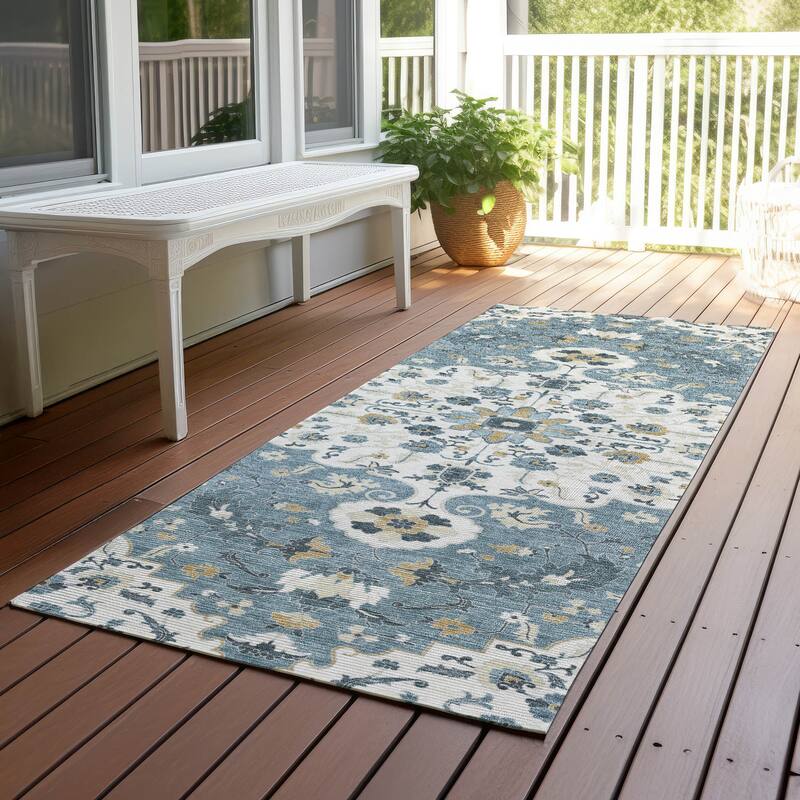 Machine Washable Indoor/ Outdoor Traditional Savannah Chantille Rug - Ivory - 2'3" x 7'6"