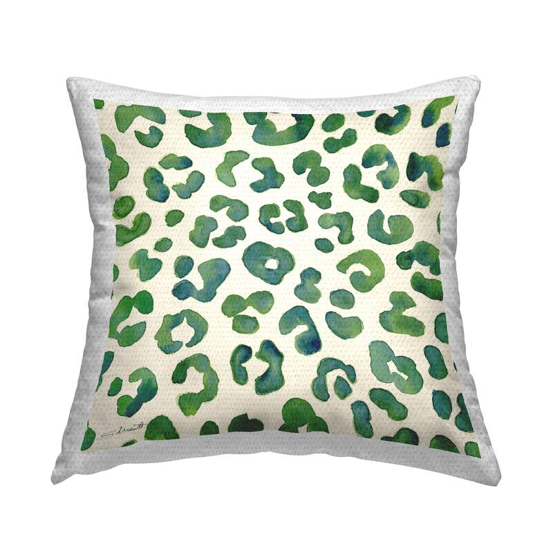 Stupell Green Leopard Animal Pattern Printed Outdoor Throw Pillow Design by Stephanie Workman Marrott