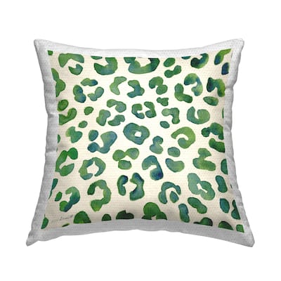 Stupell Green Leopard Animal Pattern Printed Outdoor Throw Pillow Design by Stephanie Workman Marrott