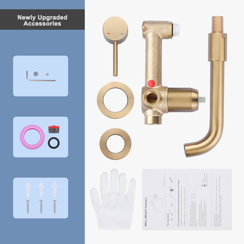 WOWOW Wall Mount Single Handle Bathroom Faucet