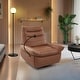 preview thumbnail 3 of 26, Top Grain Italian Genuine Leather Match Swivel Rocker Power Recliner Brown