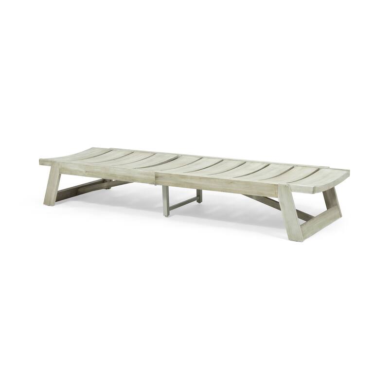 Mahalo Outdoor 2 Piece Acacia Wood Chaise Lounge Set with Side Table by Christopher Knight Home