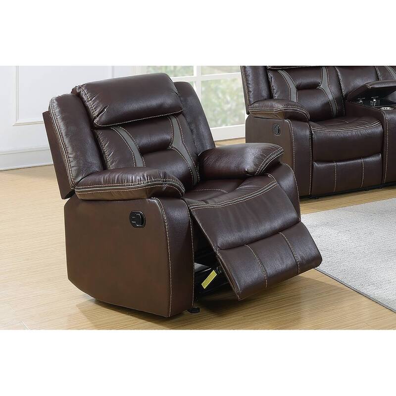 Gel Leatherette Glider Recliner - Dark Brown