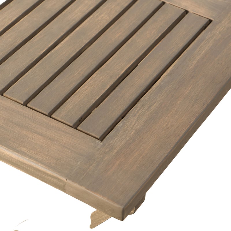 Cami Outdoor Foldable Bistro Table, X Base, 26 Inch Gray Acacia Wood