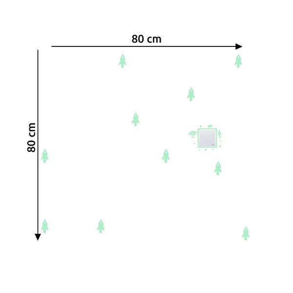 dimension image slide 0 of 3, Walplus Peel and Stick Wall Stickers Glow In The Dark Alien Rocket