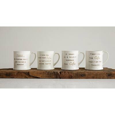 Mugs with Coffee Sayings (Set of 4 Designs/Sayings)