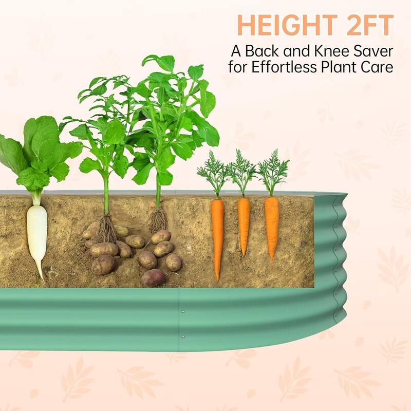 4 x 2 x 2 ft Galvanized Steel Raised Garden Bed Green