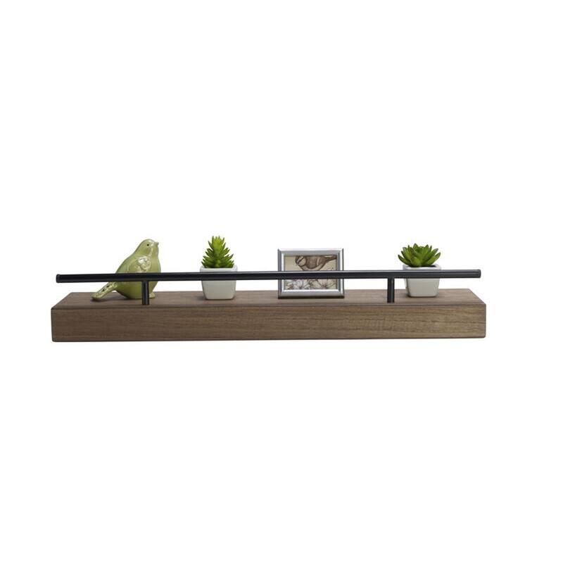 Melannco Floating Railing Shelf, 24 Inch, Natural Metal