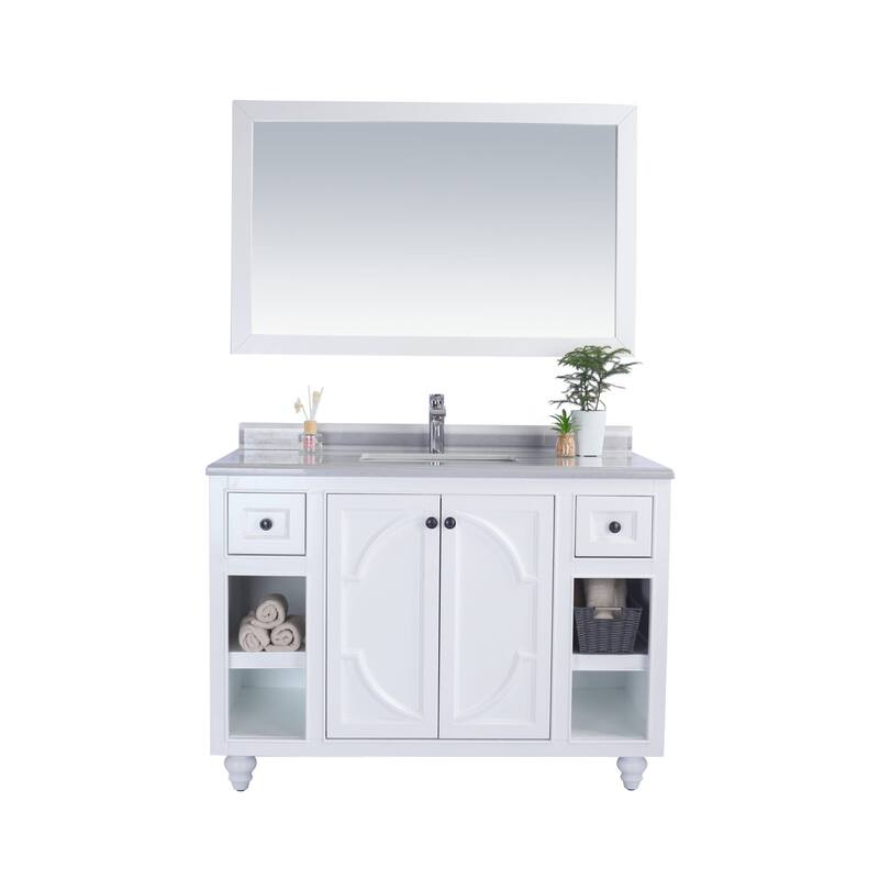 Miseno MV-48-313613 Odyssey 48" Free Standing Single Basin Vanity Set - White / White Stripes