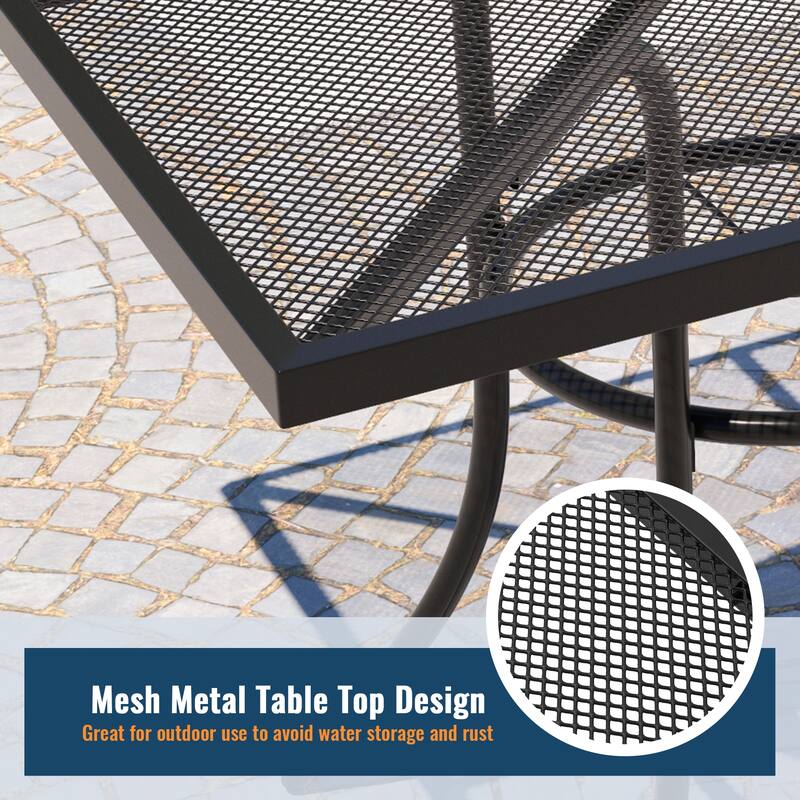 5PCS Patio Dining Set with Steel Table and Mesh Chairs