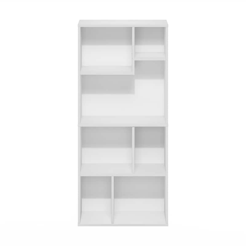 42.13 in. Tall White Wood 7-Shelf Bookcase