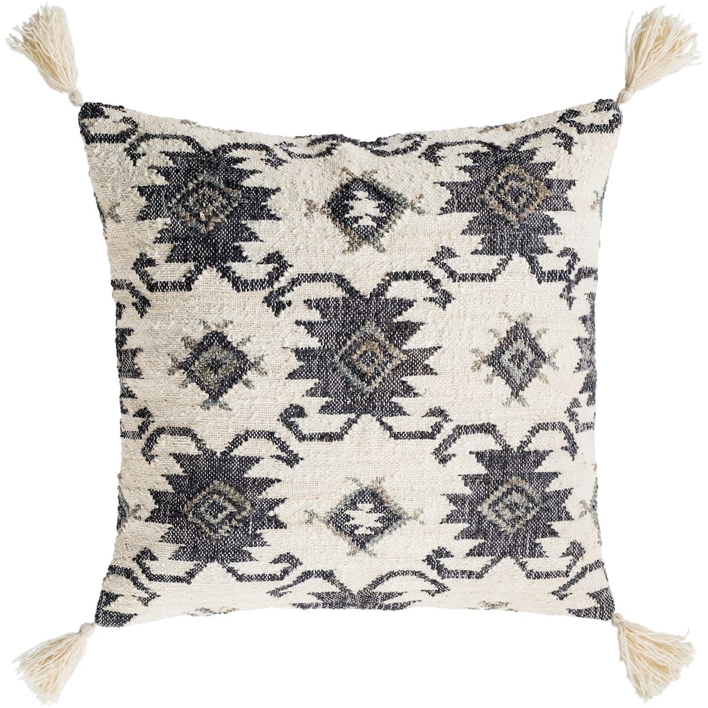 Maddox Traditional Black Poly Filled Throw Pillow 20-inch