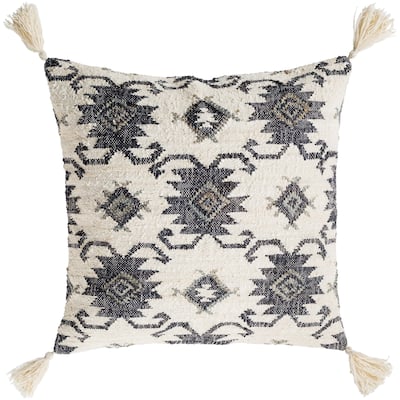 Maddox Traditional Black Throw Pillow Cover 20-inch