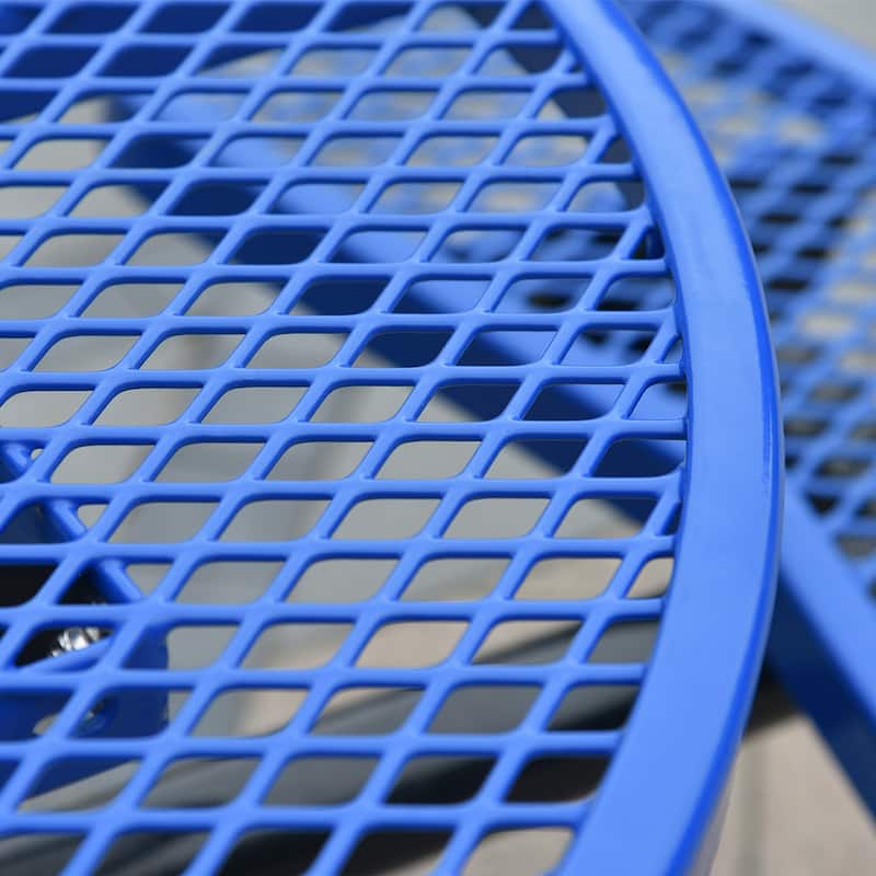 46" Round Outdoor Steel Picnic Table in Blue with Umbrella Hole