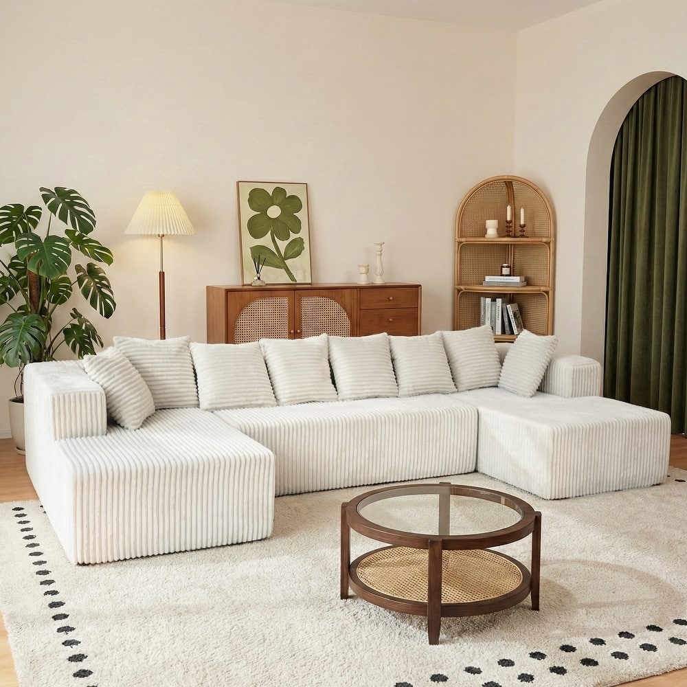 GDFStudio - American Design Modular 130" U-Shaped Sectional Sofa, Chaise Lounge with Reversible Layout