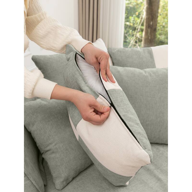 Chenille Oversized Round Barrel Chair with Ottoman, 5 Pillows, and No-Sag Rebound Sponge