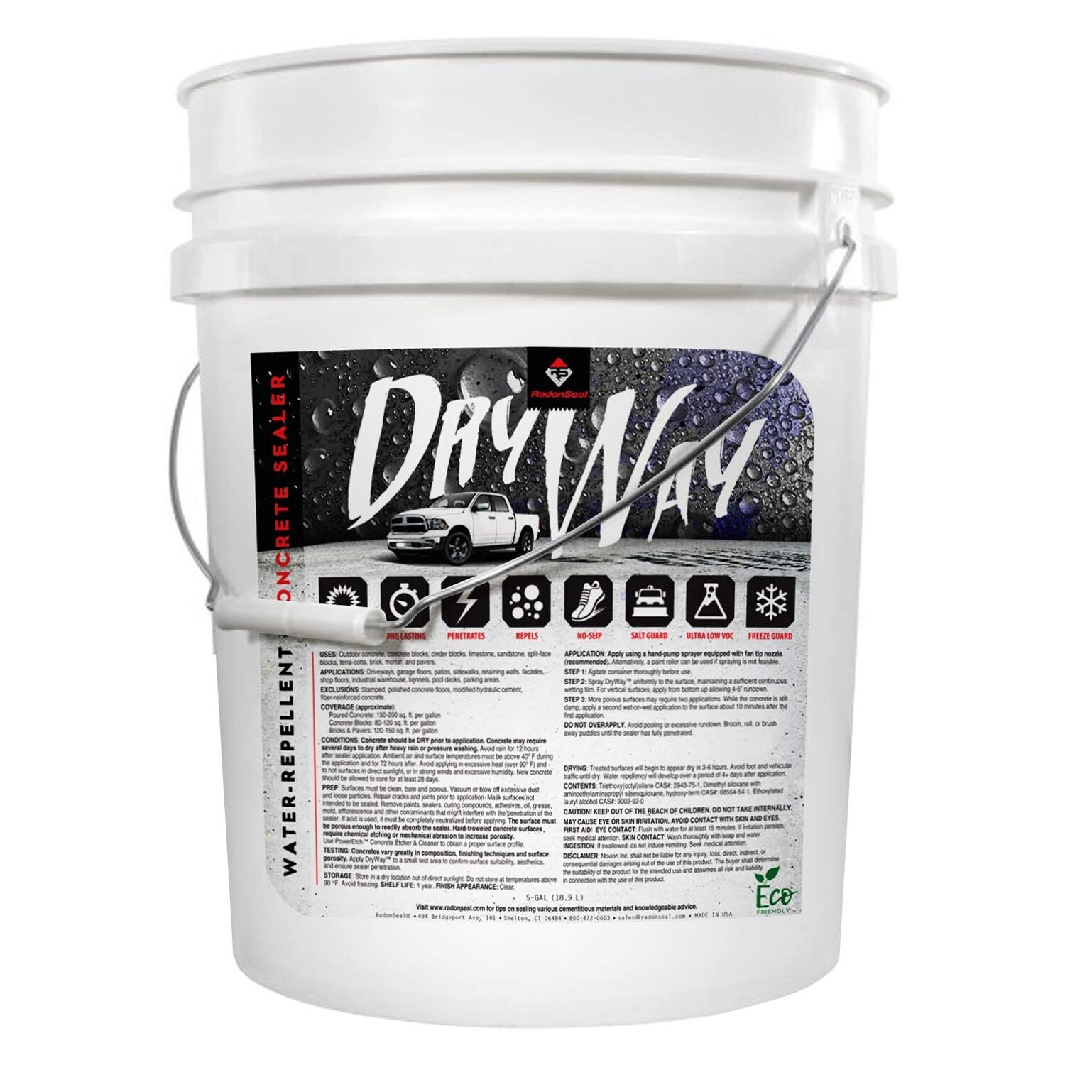 RadonSeal DryWay Outdoor Concrete Driveway Clear Penetrating Sealer, 5  Gallon