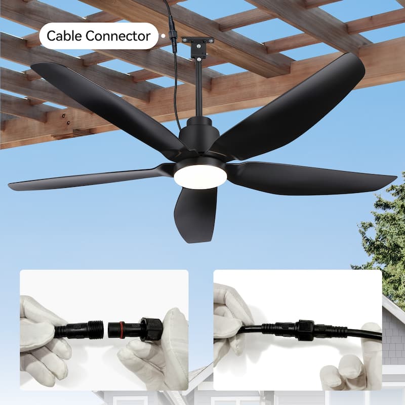 42"/52" Waterproof 5-Blade Outdoor Ceiling Fan with LED Light and Remote