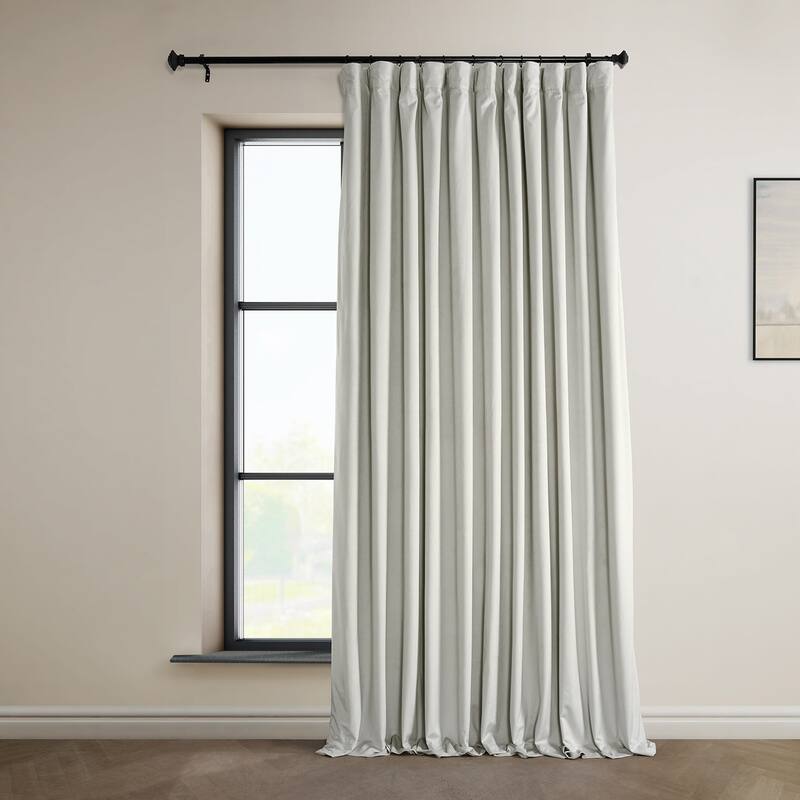 Exclusive Fabrics Signature Plush Velvet Hotel Blackout Curtains (1 Panel) - Luxury Soft Drapery for Light Control & Elegance - 100 X 120 - Misty White