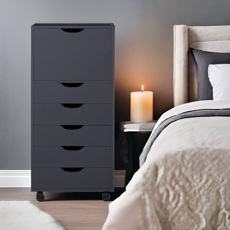 Sleek Modern Drawer Dresser Storage Cabinet with Grooved Drawer Pulls, Multipurpose Office File Storage Cabinet