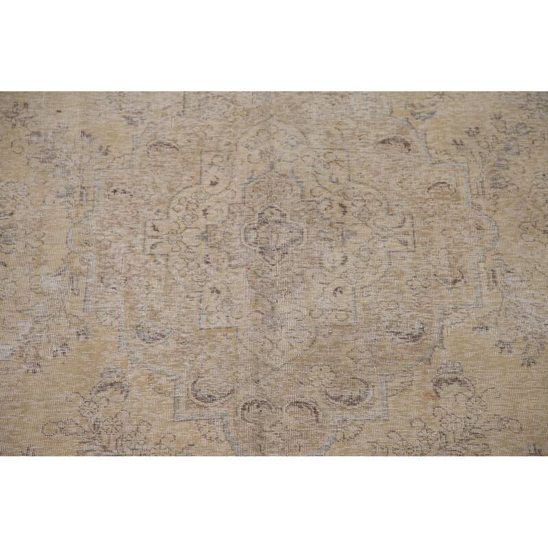 Muted Distressed Tabriz Persian Vintage Rug Hand-knotted Wool Carpet - 9'2"x 12'7"