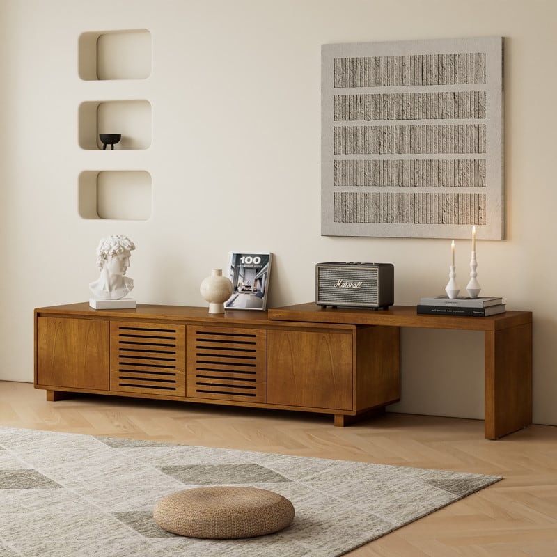 63" Expandable TV Stand for TVs up to 75" - Mid-Century Modern Media Console