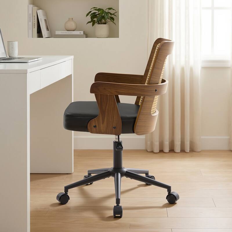 Swivel Home Office Chair Adjustable Height Desk Chair with Wheels and Armrests - 32.7"-36.6"H x 19.9"W x 22.8"D