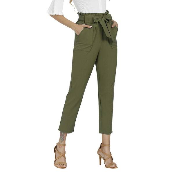 Shop Freeprance Women S Pants Casual Trouser Paper Bag Pants Army