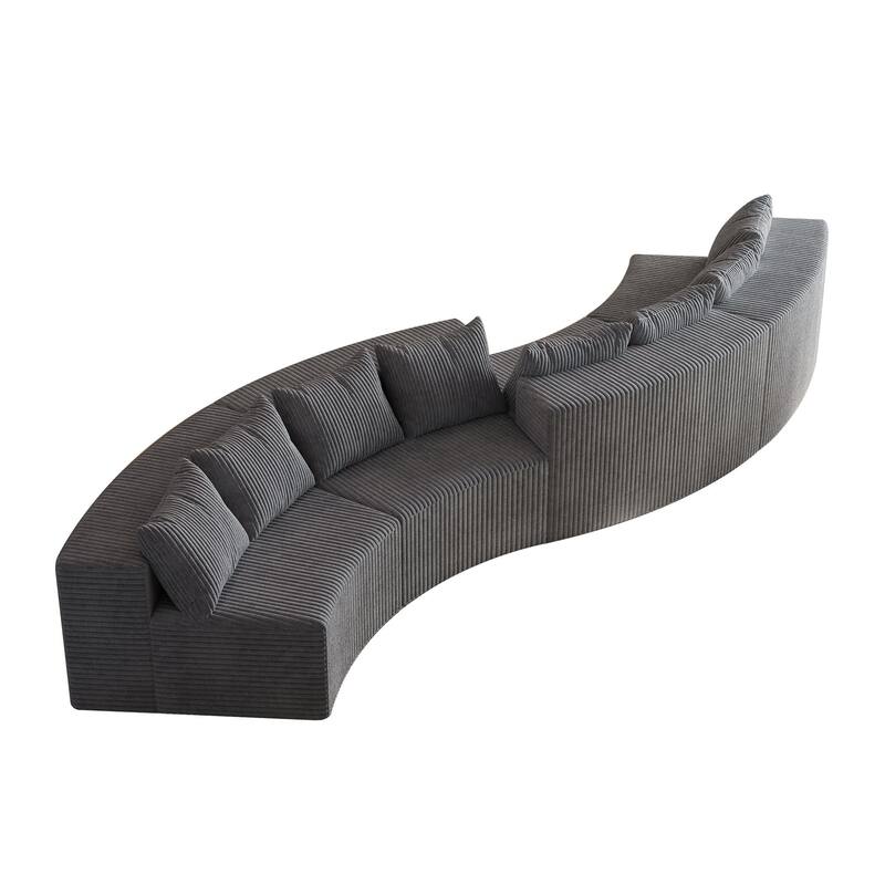 Semi Circular Shaped Sectional Sofa Modular Corduroy Fabric Couch, Free Combination