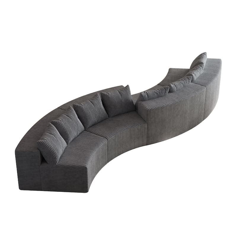 Symmetrical Curved Sectional Sofa Corduroy Modular Semi Circular Couch