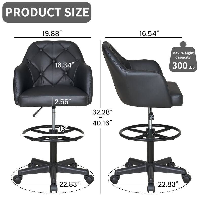 VECELO Swivel Wingback Tilting Task Chair with Tufted Naihead Trim Home Office Chairs Drafting Chairs(Set of 2)