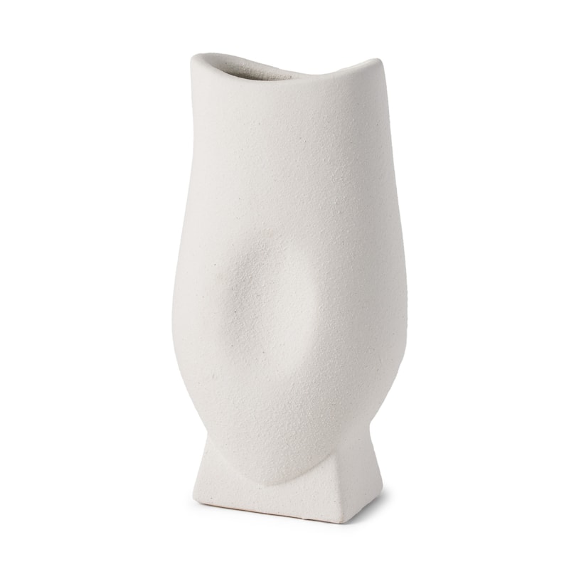 11" White Ceramic Sculptural Table Vase - 5.71