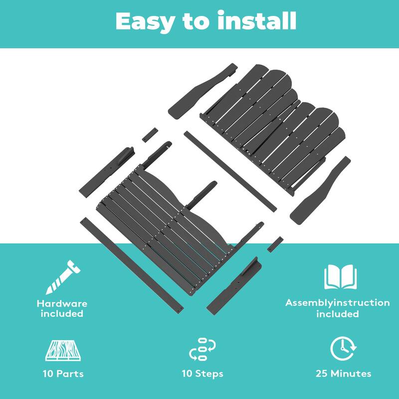 Outdoor HDPE Foldable Patio Loveseat