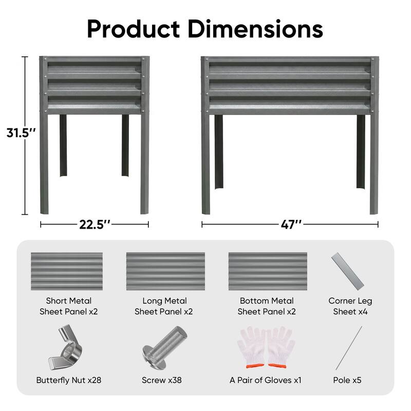 Pocassy Raised Garden Bed Outdoor Planter Box Metal Garden Bed Kit.