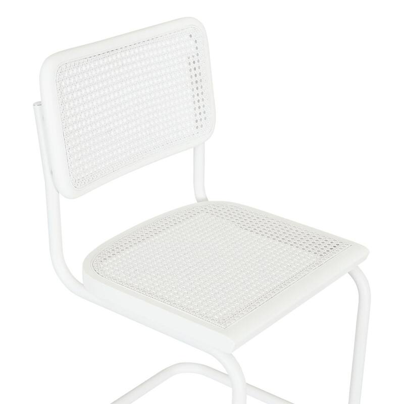 Breuer Chair Company Marcel Breuer Cesca Cane Cantilever Side Chair w/ White Steel Frame (Various Wood & Cane Colors)
