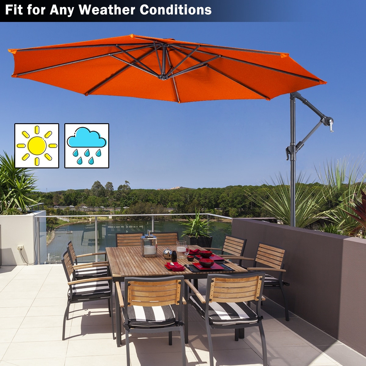 Shop Black Friday Deals On Costway 10 Ft Hanging Umbrella Patio Sun Shade Offset Outdoor Market Overstock 28975588