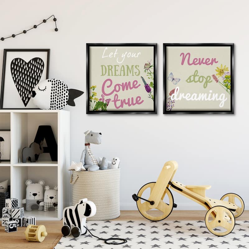 Stupell Motivational Dream Sentiments Framed Floater Canvas Wall Art Design By Kim Allen (Set of 2)