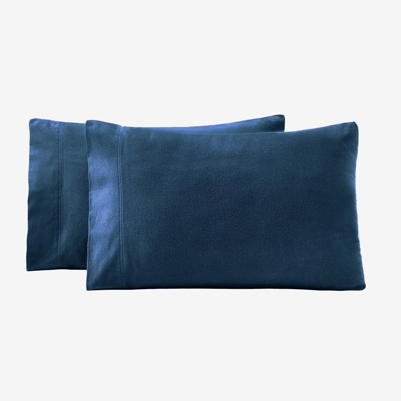 Superior Solid Flannel Cotton Fuzzy Pillowcases, Set of 2