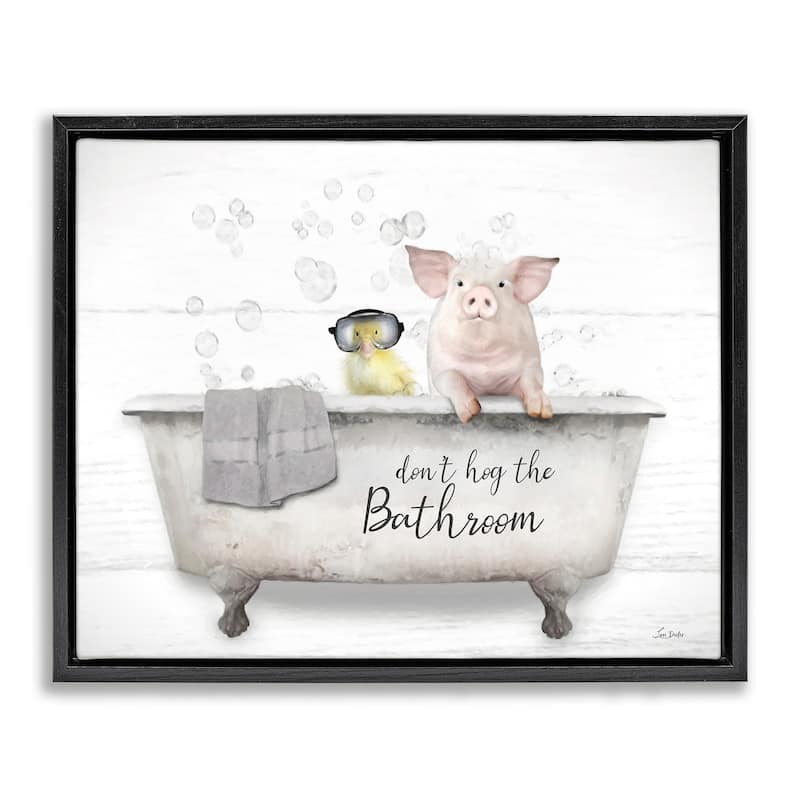 Stupell Don't Hog Bathroom Framed Floater Canvas Wall Art Design by Lori Deiter