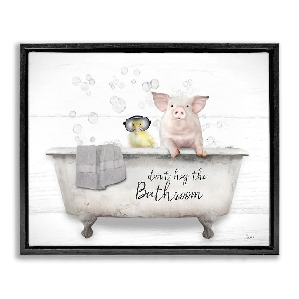 Stupell Don't Hog Bathroom Framed Floater Canvas Wall Art Design by Lori Deiter